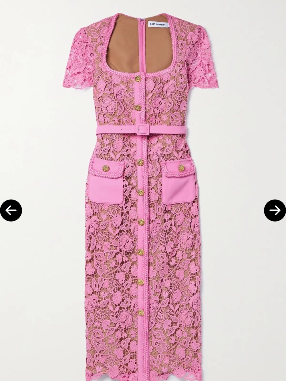 SP Style Pink Lace Button-Front Dress with Belt - Picture 2 of 12